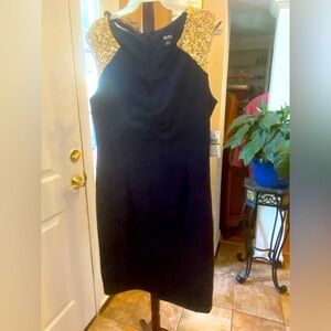 NWT SLNY NAVY BLUE & GOLD SEQUIN DRESS SIZE 14